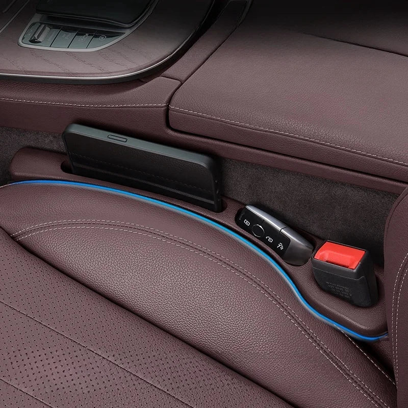 Car Seat Gap Filler Organizer | PU Waterproof Storage with Grooves for Phone & Keys (2pcs)