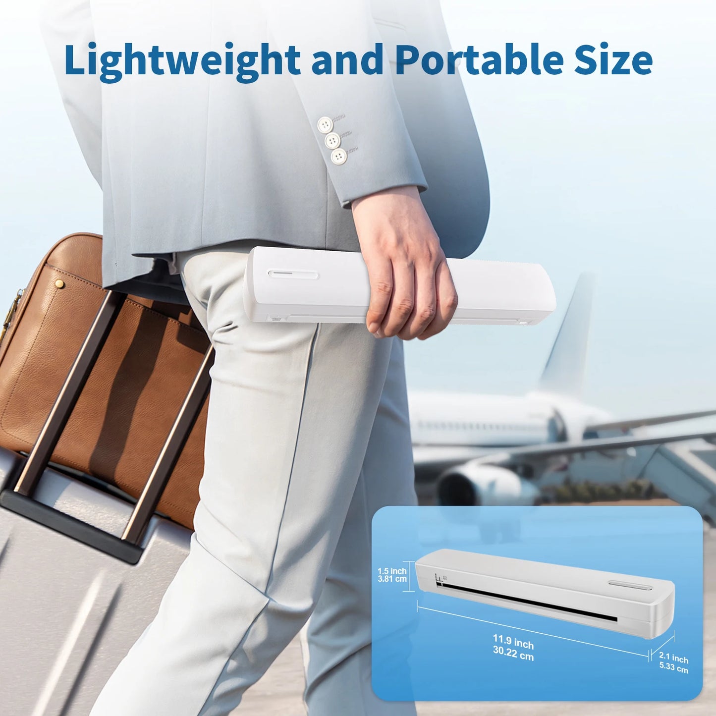 Portable A4 Wireless Inkless Thermal Printer – Bluetooth, 300DPI, 20ppm, Android & iOS