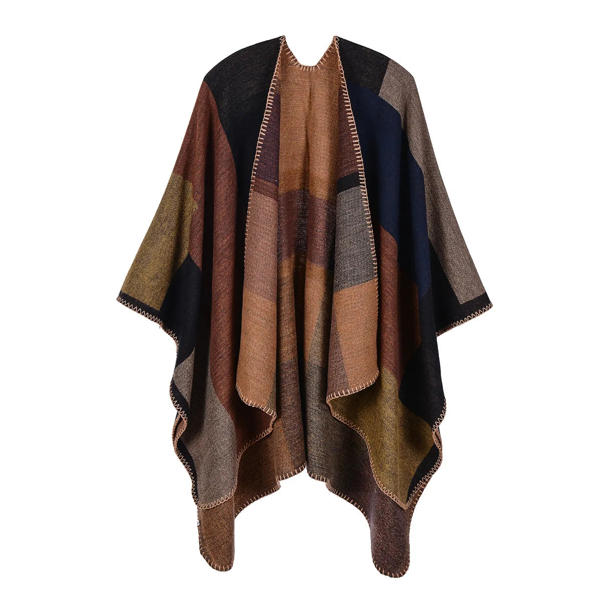 Soft cream luxury imitation cashmere poncho scarf for women, cozy winter shawl and wrap from R.E.D. Shopping.