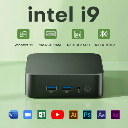 Mini PC Desktop – Intel Core i9 8950HK / i3 6100U, Windows 11 Pro, 16GB RAM, up to 2TB SSD, WiFi 6