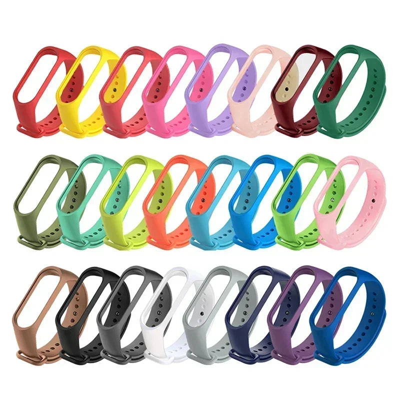 Silicone Watch Strap for Xiaomi Mi Band 3 4 5 6 7 | 24 Colors