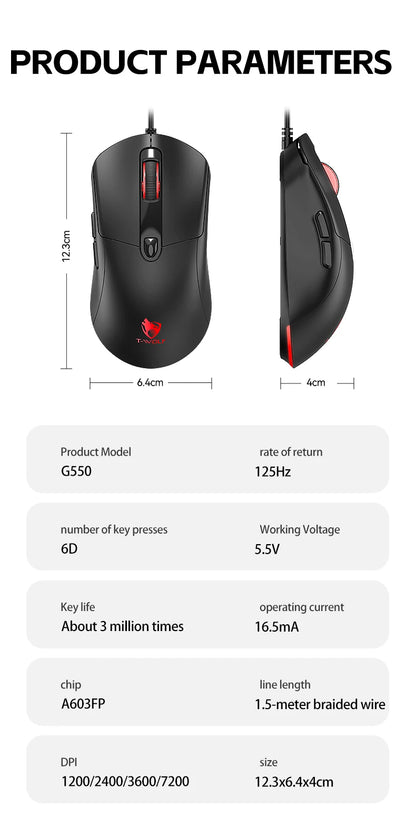 OBAME Wired Gaming Mouse – 6-Key RGB Backlight, Anti-Slip Sticker Design