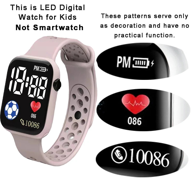 Kids LED digital sports watch with football design, silicone strap for boys and girls, by R.E.D. Shopping.