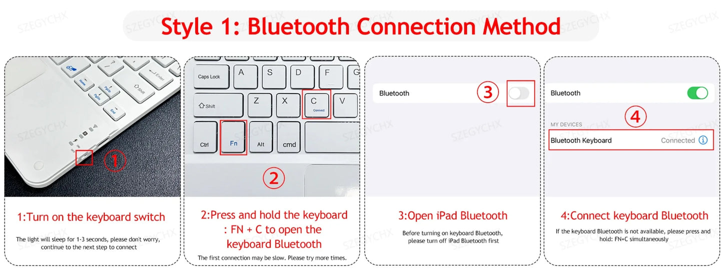 Wireless Magic Keyboard & Mouse Case for iPad Pro 11/13, Air 11/13, iPad 7-10 Gen – Bluetooth, Touchpad