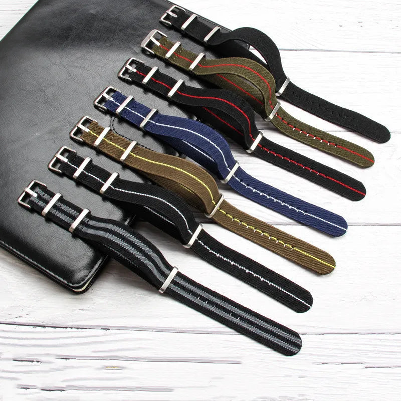 Elastic NATO Nylon Watch Strap 18/20/22mm | Breathable Woven Watchband
