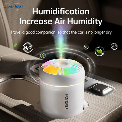 Searide Mini USB Humidifier – 180ml Ultrasonic Aroma Diffuser, Color LED, Touch Control, for Car, Home & Bedroom