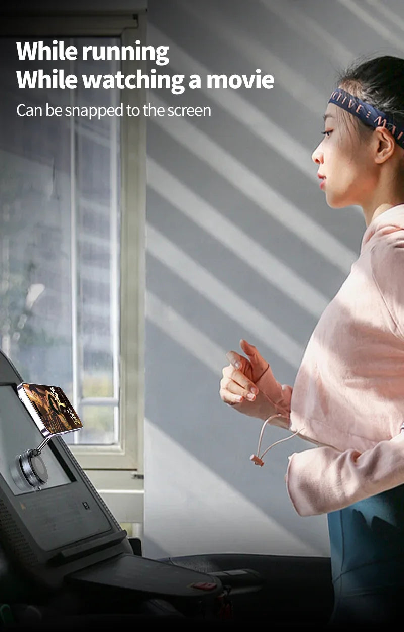 Rotating Folding Magnetic Phone Holder | Vacuum Suction MagSafe Stand for Car, Gym & Kitchen