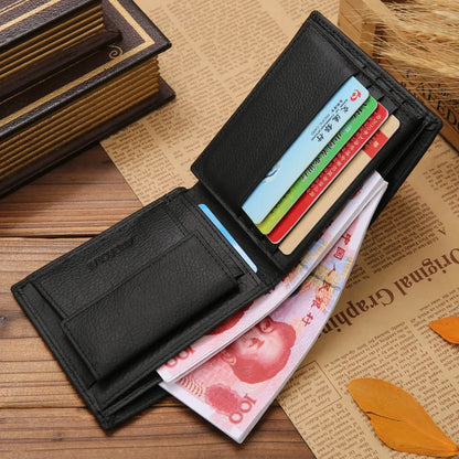 Genuine Cowhide Leather Men's Wallet – Short Bifold