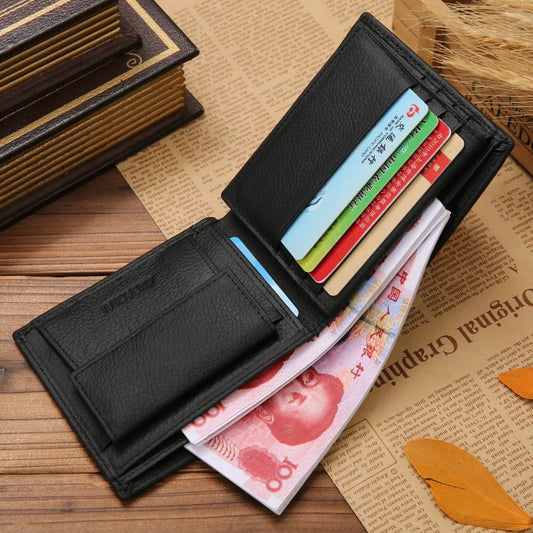 Genuine Cowhide Leather Men's Wallet – Short Bifold