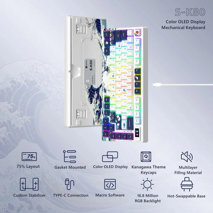 Womier SK80 Gasket Mechanical Keyboard – 83 Key, Hot-Swap, RGB, Smart Display