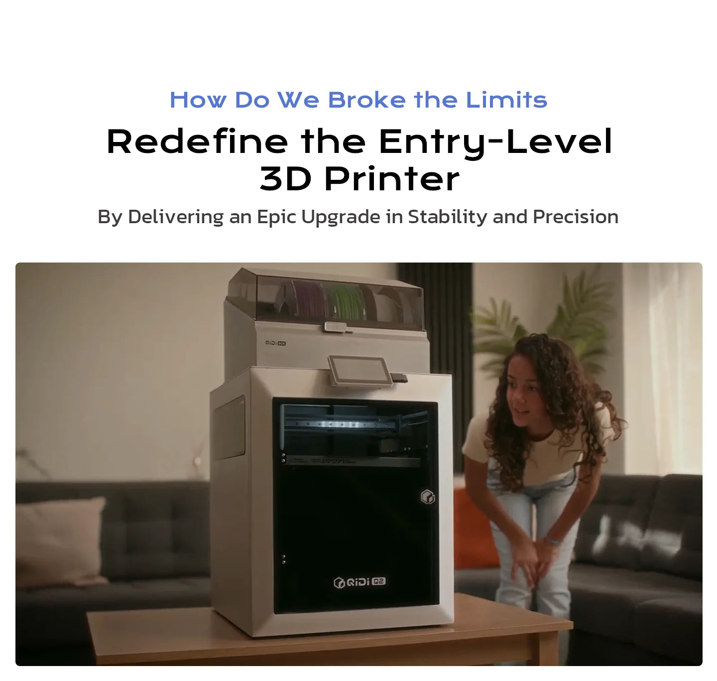 QIDI Q2 FDM 3D Printer – AI Camera, Enclosed, 65°C Heated Chamber, Air Filtration, 600mm/s