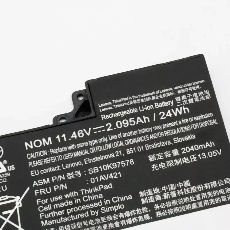 Lenovo ThinkPad Laptop Battery 01AV419 01AV420 01AV421 – 11.46V 24Wh | A475 A485 T470 T480 TP25