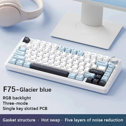 AULA F75 Mechanical Keyboard – 75% Layout, Tri-Mode (2.4G/BT/USB), RGB, Hot-Swap, PBT Keycaps