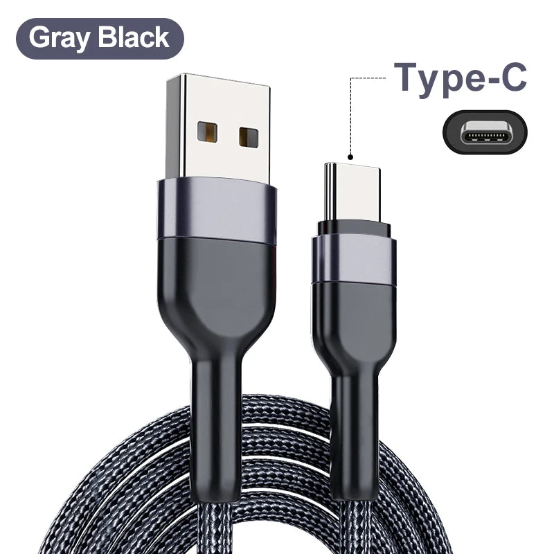 5A USB to Type-C Fast Charging Cable – Nylon Braided, for iPhone, Samsung, Xiaomi, Huawei