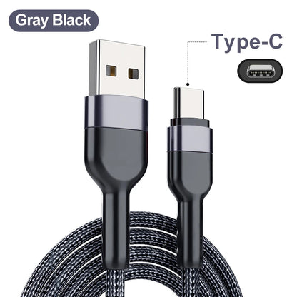 5A USB to Type-C Fast Charging Cable – Nylon Braided, for iPhone, Samsung, Xiaomi, Huawei