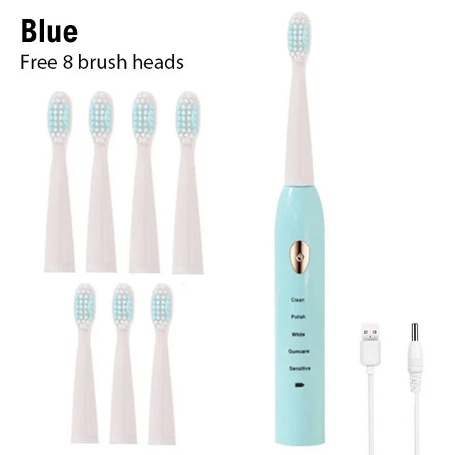 Rechargeable electric toothbrush by R.E.D. Shopping with five brushing modes, waterproof design, and 30-day battery life.