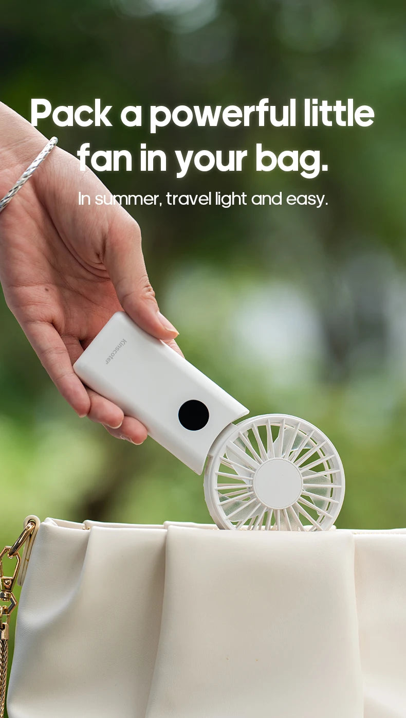 Kinscoter Portable Folding Fan 1800mAh | 4 Speeds | LED Display | Desktop & Handheld | CE