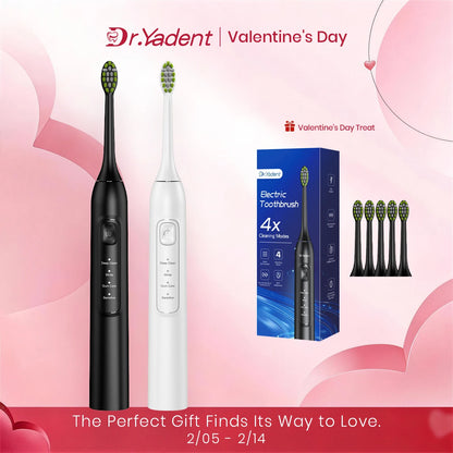 DrYadent YD05 Sonic Toothbrush – 6 Brush Heads, 4 Modes, 30-Day Battery