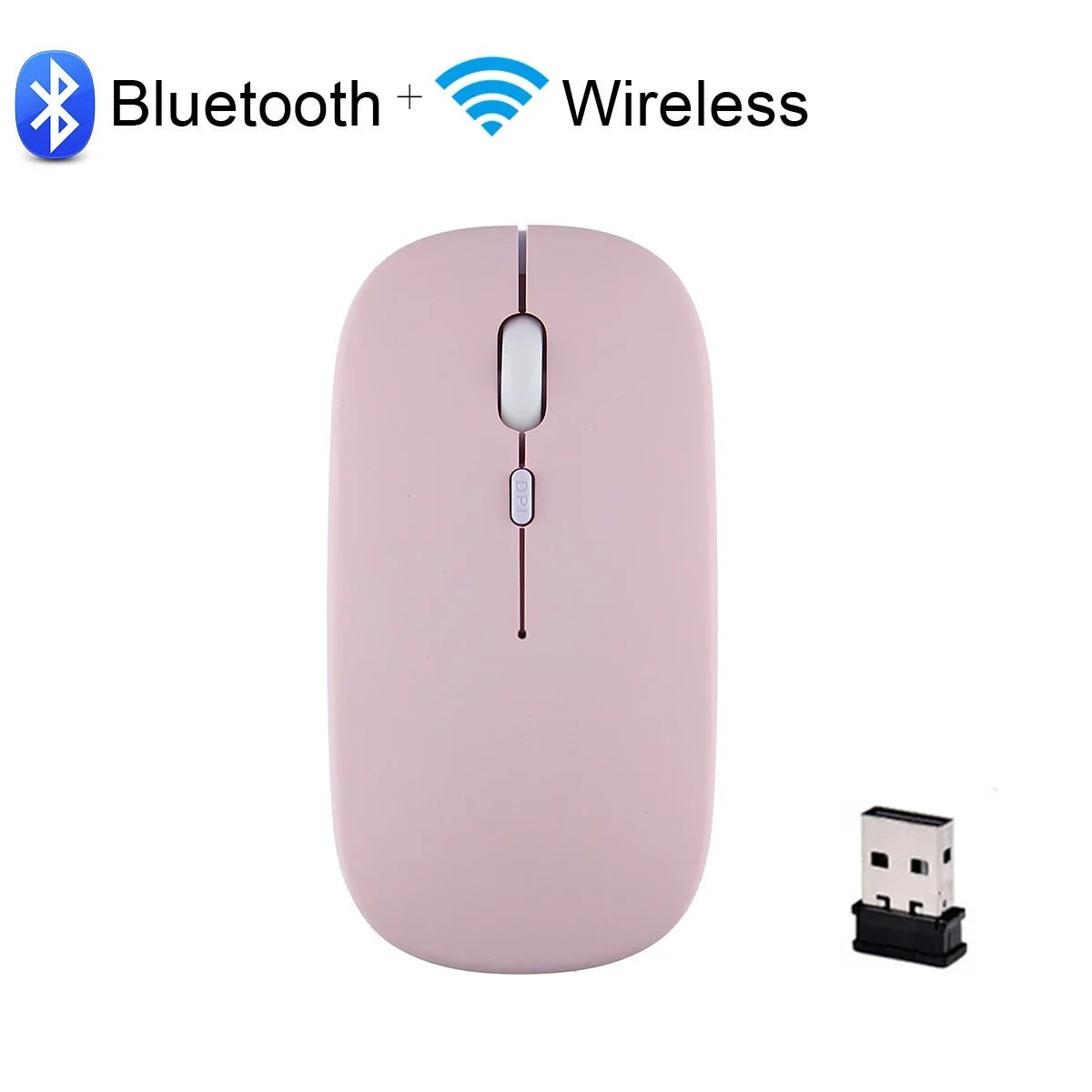 Wireless Bluetooth rechargeable mouse from R.E.D. Shopping, featuring silent buttons, ergonomic design, mini size, and optical tracking for PC.