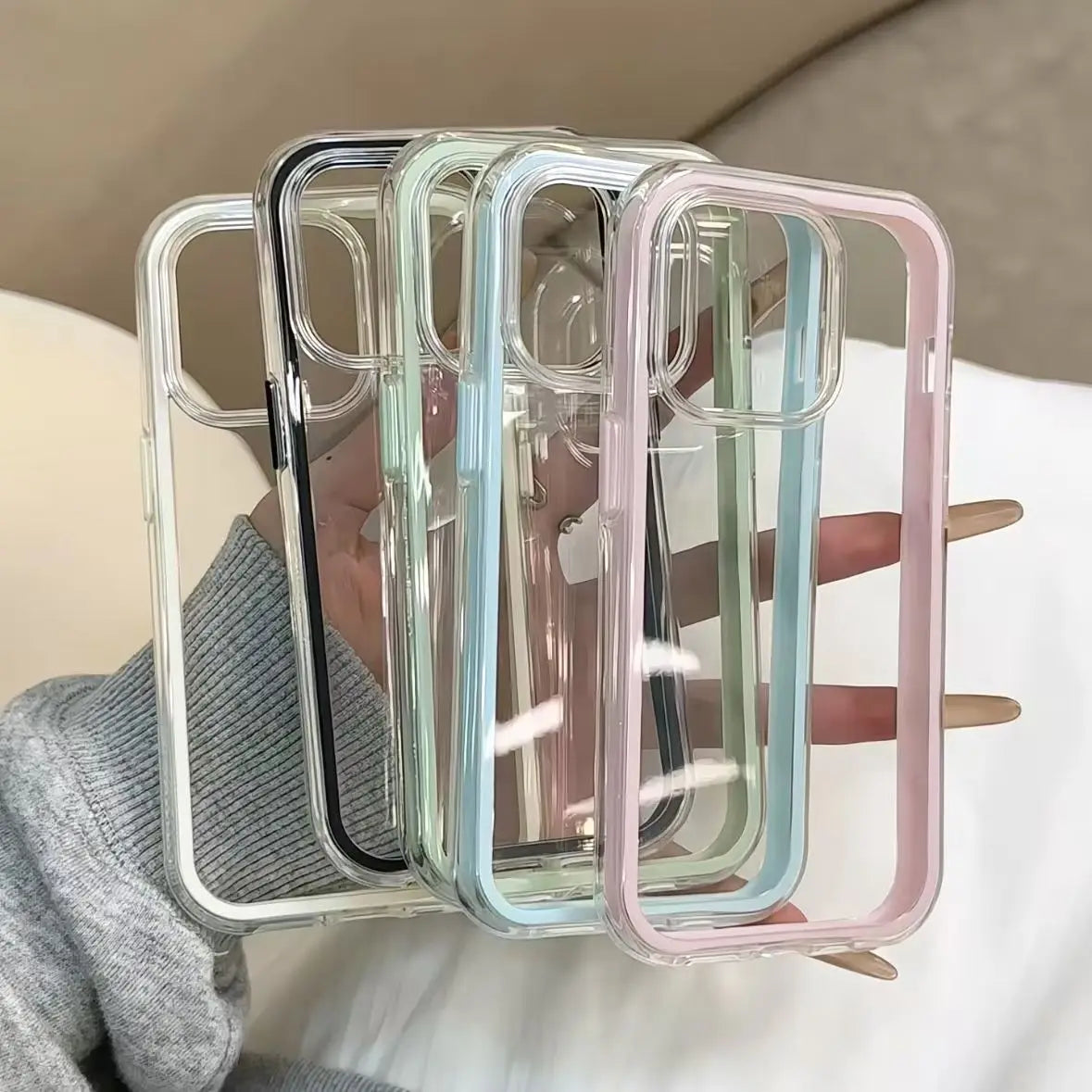 Luxury Candy Color Clear Phone Case | Shockproof Acrylic Bumper for iPhone 17/16/15/14/13/12/11 Pro Max