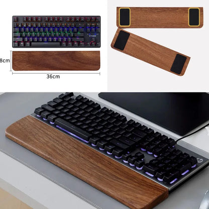 Walnut Wood Keyboard Wrist Rest – Ergonomic Palm Pad for 60/68/87/98/104/108 Key Mechanical Keyboards