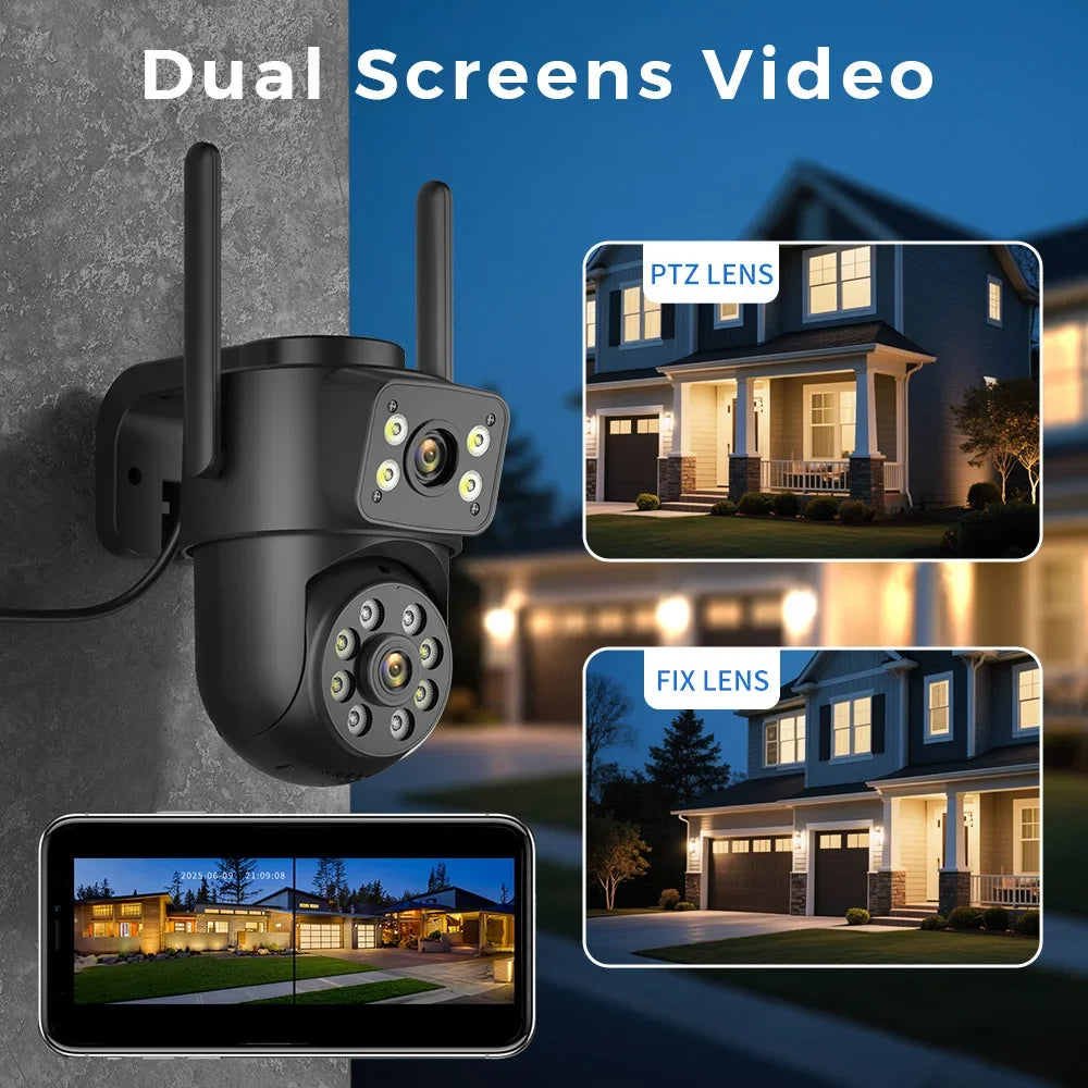 8MP 4K Dual Lens WiFi Security Camera – Night Vision, AI Detection