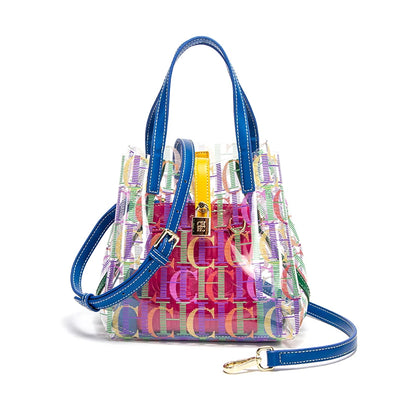 Transparent Letter Print Tote Bag - Large Capacity PVC Crossbody Shoulder Bag
