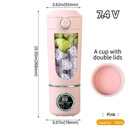 Portable Juice Blender 700ml | USB Rechargeable | 2-in-1 Bottle | Smoothie Maker