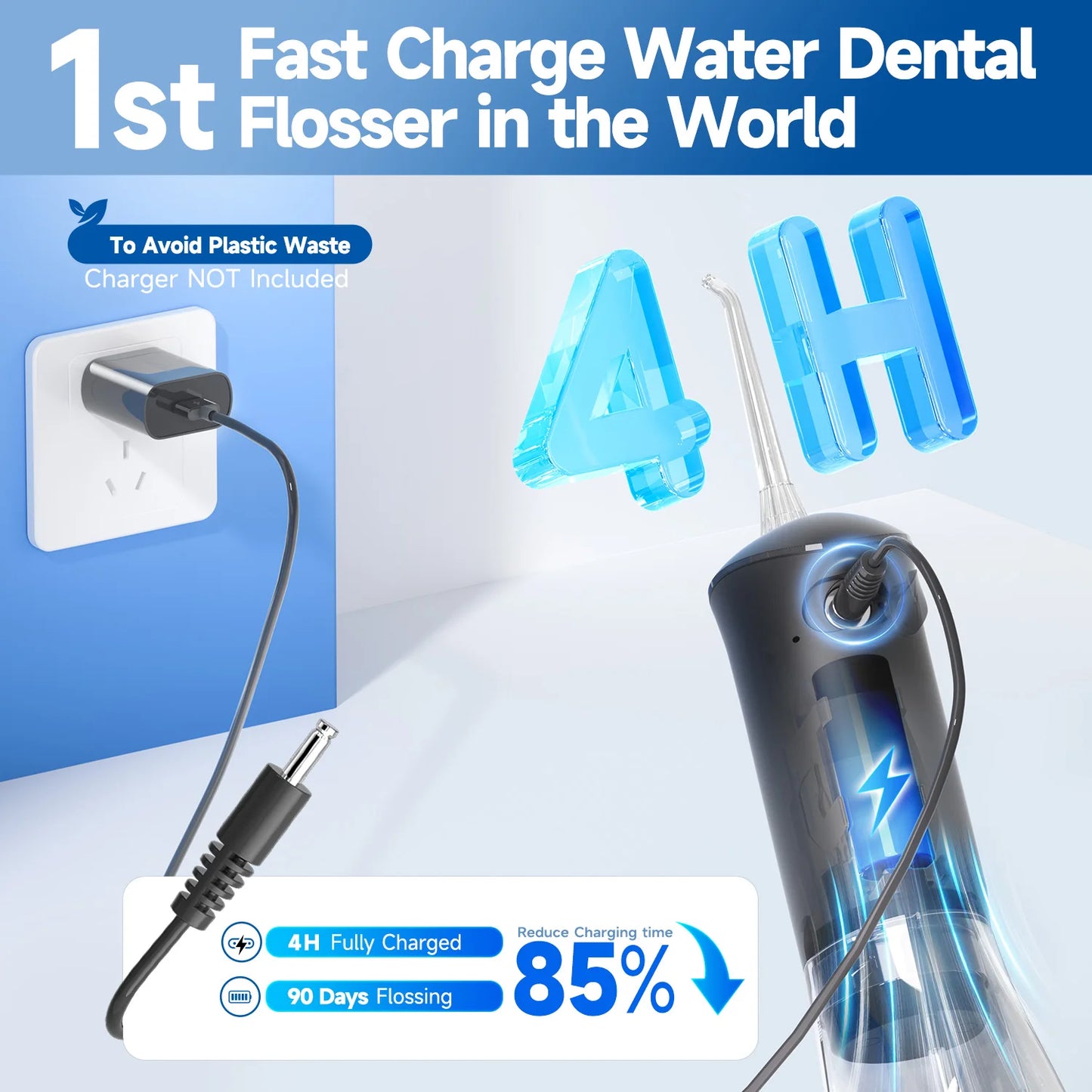 Electric Toothbrush & Water Flosser Combo – 3 Pressure Modes, 6 Jet Tips, 4 Brush Heads, 300ml Tank