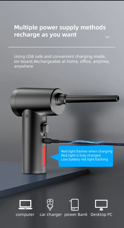 Wireless Air Duster 50000 RPM – USB Compressed Air Blower for PC, Laptop, Keyboard & Camera