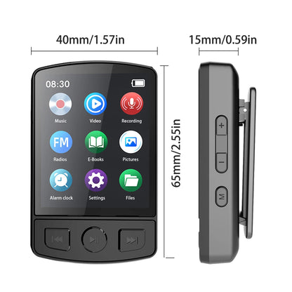 Portable Bluetooth 5.2 MP3/MP4 Music Player – 1.8" Screen, FM Radio, E-Book, Recorder, Clip Sport Walkman