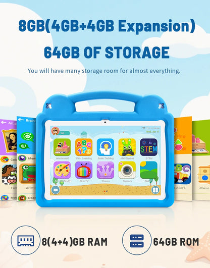 Kids Tablet 10.1" – Android 15, Parental Control, 8GB+64GB, 5000mAh, Octa Core