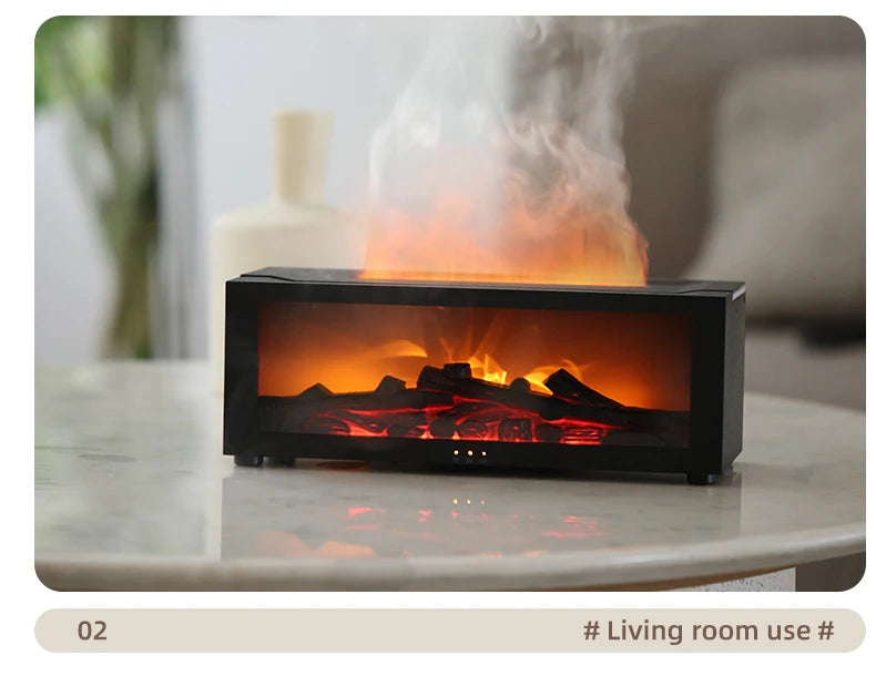 Fireplace Aroma Diffuser & Air Humidifier — Colorful Flame Effect, Timer, Remote Control, Home & Office