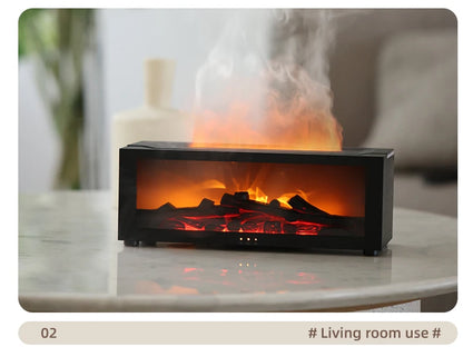 Fireplace Aroma Diffuser & Air Humidifier — Colorful Flame Effect, Timer, Remote Control, Home & Office