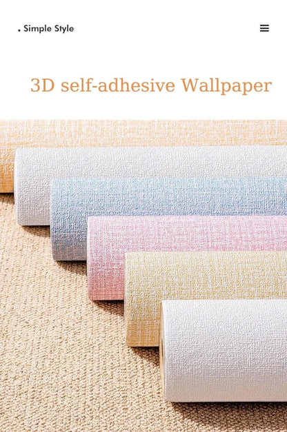 Self-Adhesive 3D Foam Wall Panel – Linen PVC Texture Waterproof 50cm