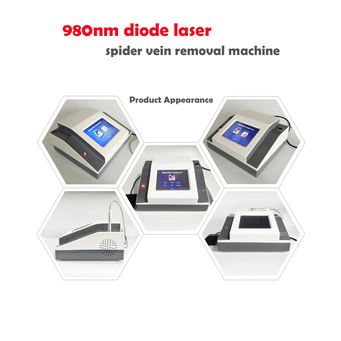 60W 980nm Diode Laser Machine – 6-in-1 Spider Vein & Nail Fungus Removal