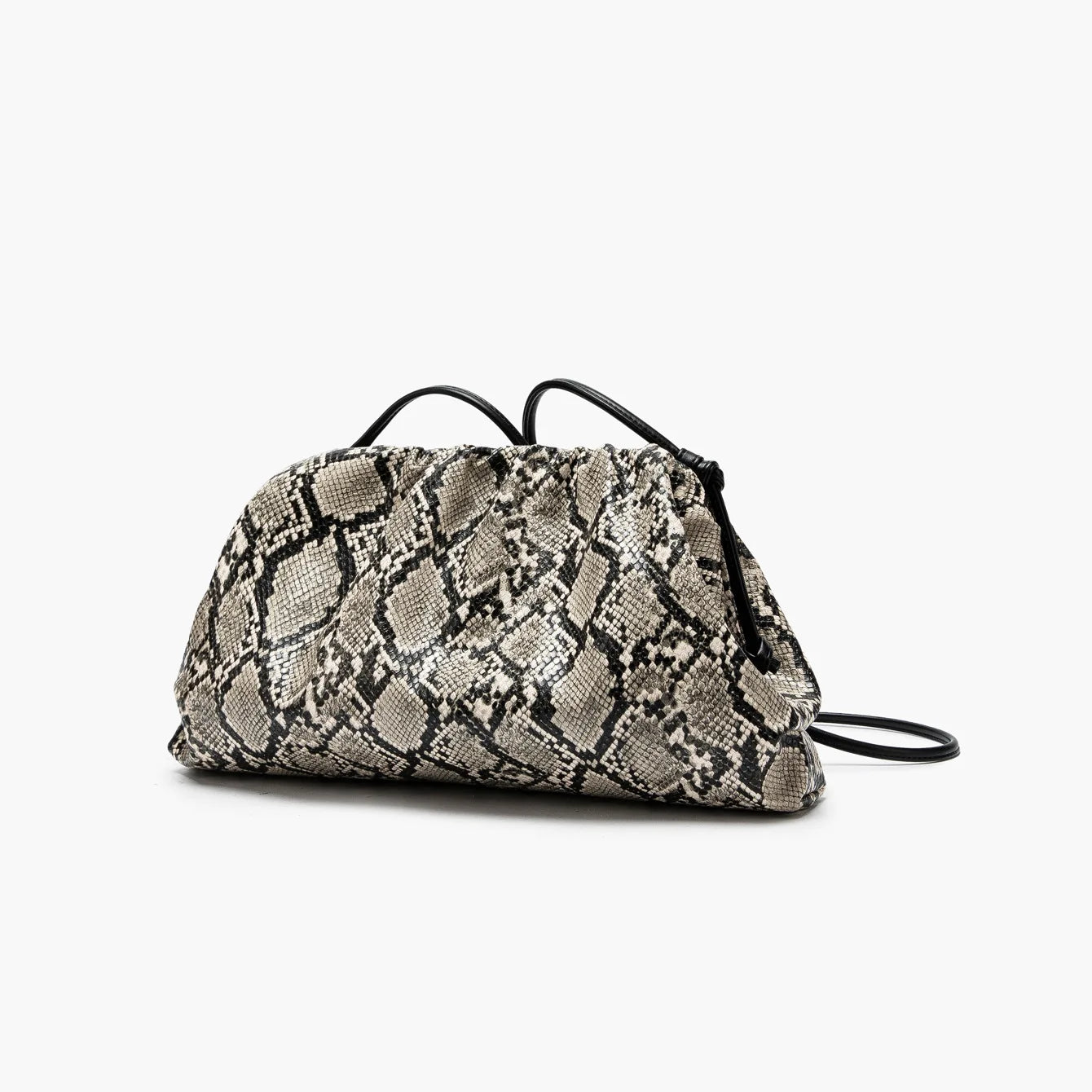 Ruched Snake Pattern Dumpling Shoulder Bag