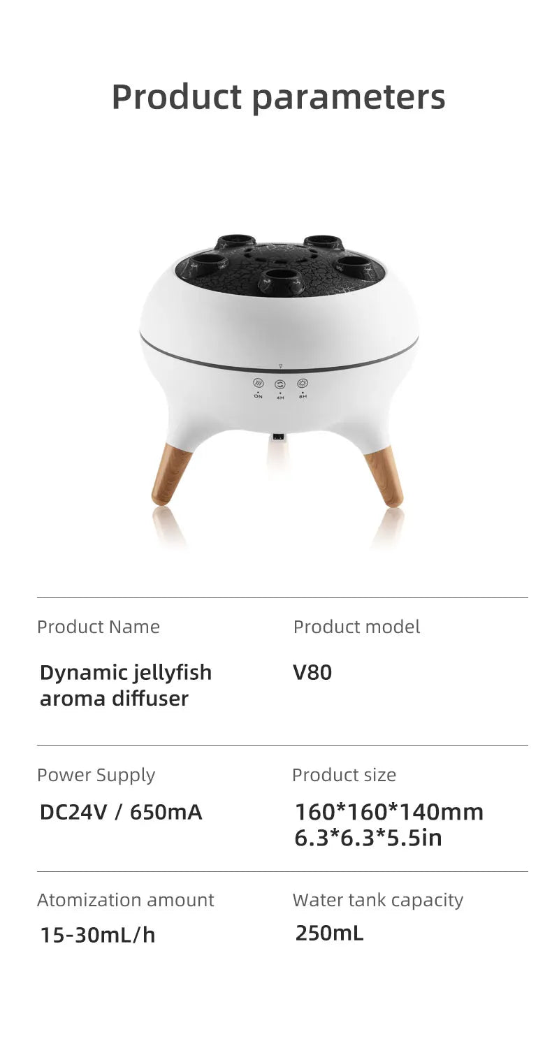 Jellyfish Aroma Humidifier & Aromatherapy Diffuser – Ultrasonic Essential Oil Mist with Remote Control