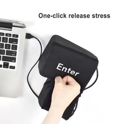 Giant USB Enter Key Pillow – Soft Decompression Stress Relief Toy for Office & Desk