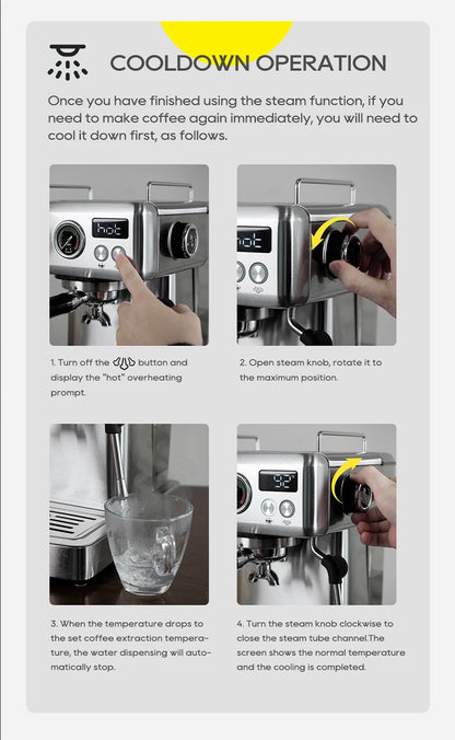HiBREW H10A 20Bar Semi-Automatic Espresso Machine – 58mm Portafilter, Metal Case