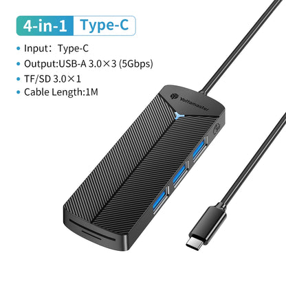 Yottamaster 4-in-1 USB 3.0 Hub | 5Gbps | Ultra-Slim OTG Adapter | USB-A & Type-C | For PC & Mac