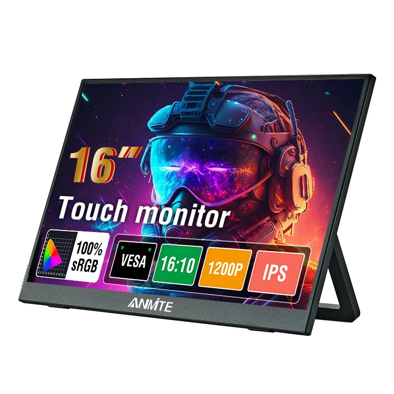 Anmite 14"/16" Portable Touch Monitor — 1200P HDR, 16:10, Low Blue Light
