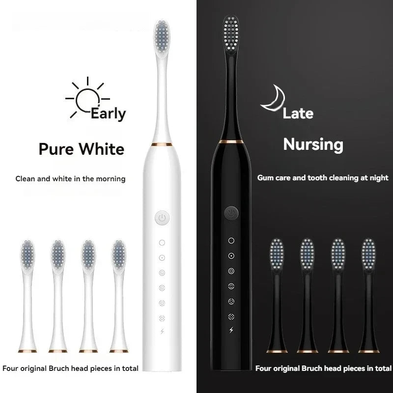 Electric Ultrasonic Toothbrush – 6 Modes, USB Rechargeable, Waterproof