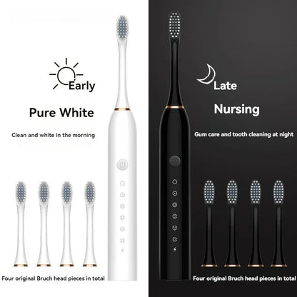 Electric Ultrasonic Toothbrush – 6 Modes, USB Rechargeable, Waterproof