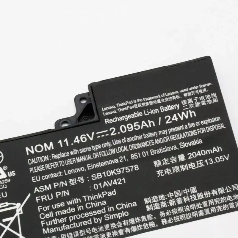 Lenovo ThinkPad Laptop Battery 01AV419 01AV420 01AV421 – 11.46V 24Wh | A475 A485 T470 T480 TP25