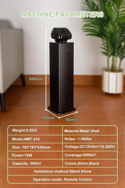 NAMSTE Smart Aroma Diffuser 500ml – 5000m³ Coverage, Bluetooth, Remote Control | Silver/Black