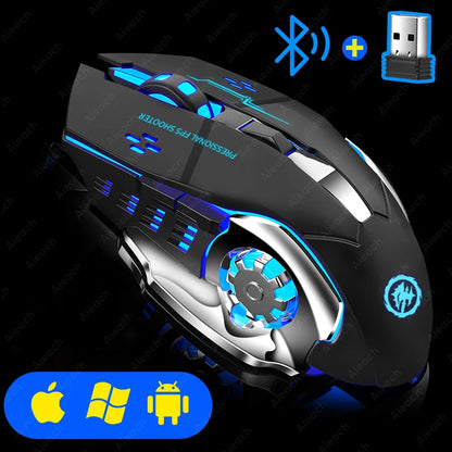 AIEACH Bluetooth Wireless Gaming Mouse – Rechargeable, RGB Backlight, E-Sports Style for PC