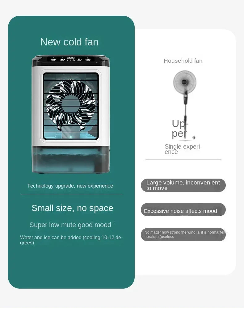 Portable Desktop Air Cooler Fan — Dual Spray, Ultrasonic Atomization, 3-Speed, Night Light