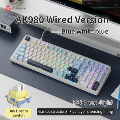 AJAZZ AK980 Mechanical Keyboard – 98-Key, Wired, Hot-Swap, Gasket Mount, RGB, CE/RoHS