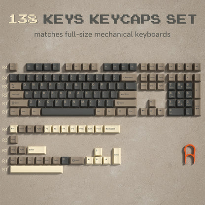 Retro dark red PBT keycap set with double shot cherry profile for mechanical keyboards, designed for custom gaming and typing keyboards.